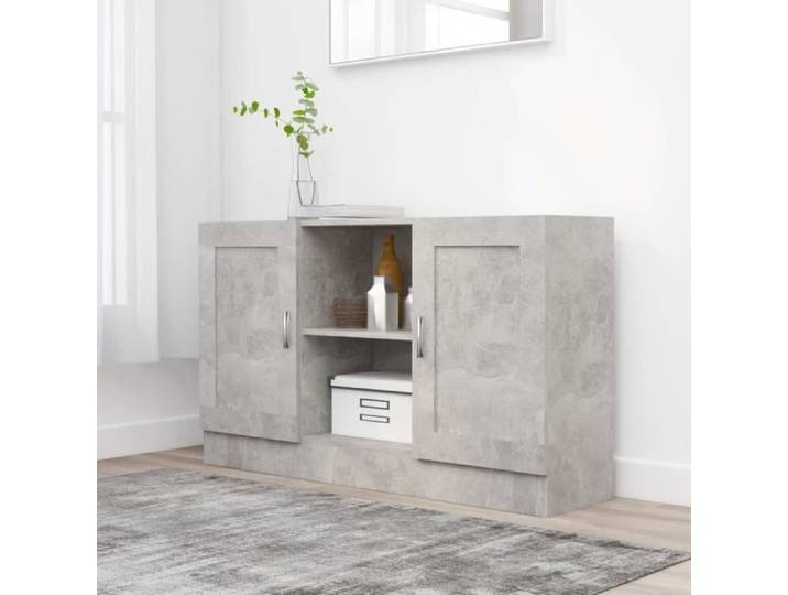 Commode bahut - JILL - Buffet - Gris béton 120x30 5x70 cm Aggloméré FR4848