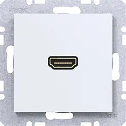 Hager WAF4380WM High Definition Steckdose HDMI mit 90° Steckanschluss, A.x/C.x, lichtweiß matt