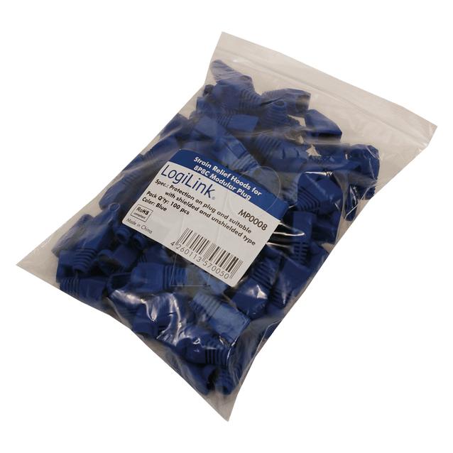 LogiLink Knickschutztülle für RJ45 Stecker, 5,5 mm, blau Kunststoffgehäuse, Inhalt: 100 Stück, in Polybeutel (MP0008)