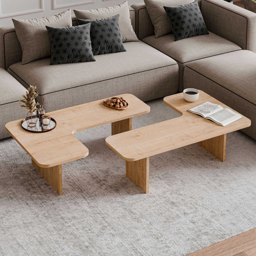 17 Stories Toro 2 Pieces of Coffee Table Sapphire Oak 28cm H X 90cm W X 58cm D