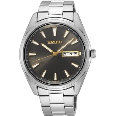 Quarzuhr SEIKO, silber (silberfarben, anthrazit), Armbanduhren, Damen, Quarzuhr, Armbanduhr, Herrenuhr, Damenuhr, Datum, Saphirglas, Edelstahlarmband