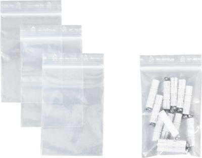 S&Z Druckverschlussbeutel, Polypropylen, 70 × 100 mm, 50 µm, ohne Druck, transparent, 1000 Stk.