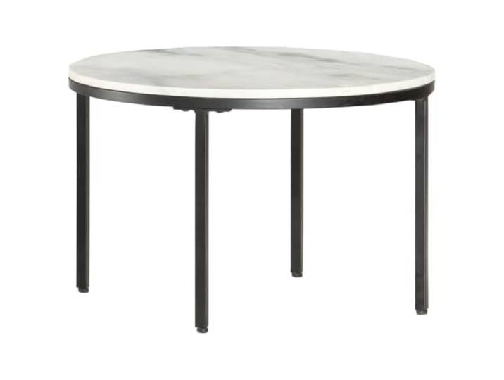 Heofavd Couchtisch Echtmarmor Rund Ø65 cm Beistelltisch Weiß Schwarz