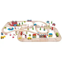 Bigjigs Holzeisenbahn- und Autogleis-Set