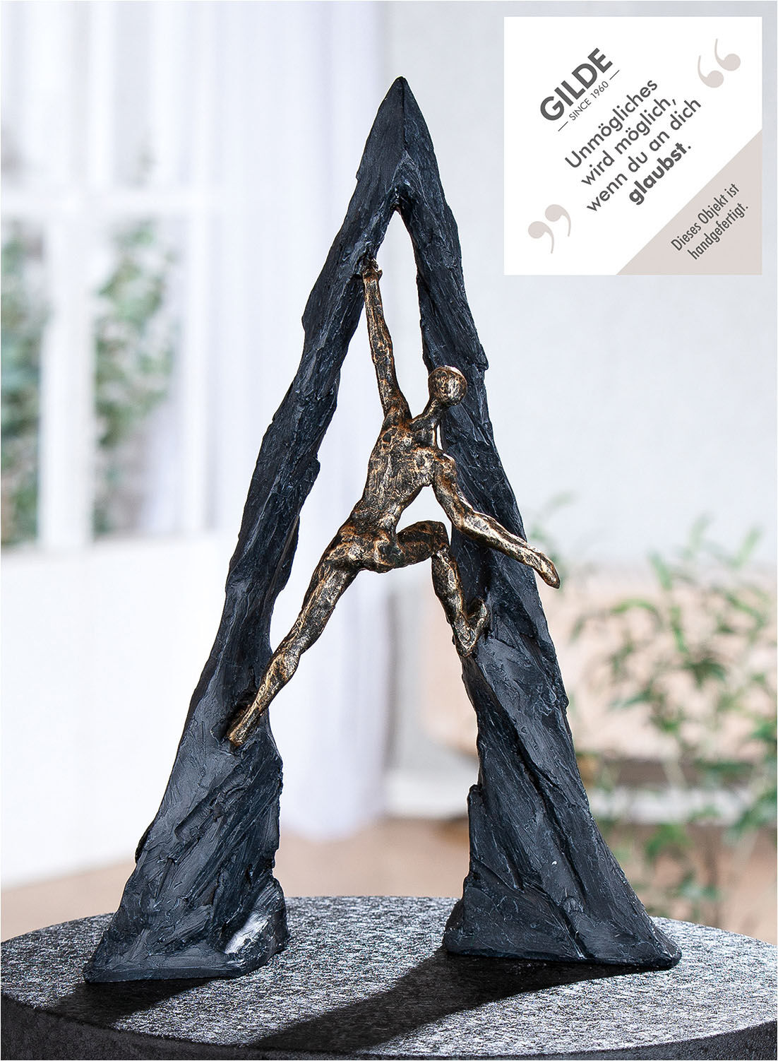 Skulptur CASABLANCA BY GILDE "Skulptur Climber", bronzefarben, B:26cm H:36,5cm T:10cm, Polyresin (Kunststein), Dekofiguren, Skulptur bronzefarben B/H/T: 26cm x 36,5cm x 10cm