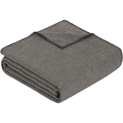 Wohndecke IBENA "Charlotte mit GOTS", grau, B:140cm L:200cm, Baumwolle, Wohndecken, Wohndecke, mit gewebter Struktur