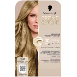 2x Schwarzkopf Creme Supreme, Haarfarbe, Creme Supreme Coloration 8-0 Natürliches Blond (8-0 Natürliches Blond)