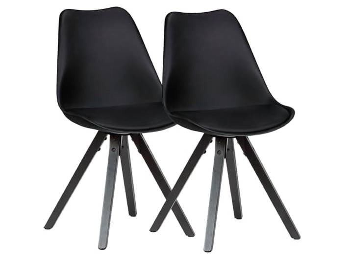 Wohnling Esszimmerstuhl 2er Set Retro Kunstleder Schwarz
