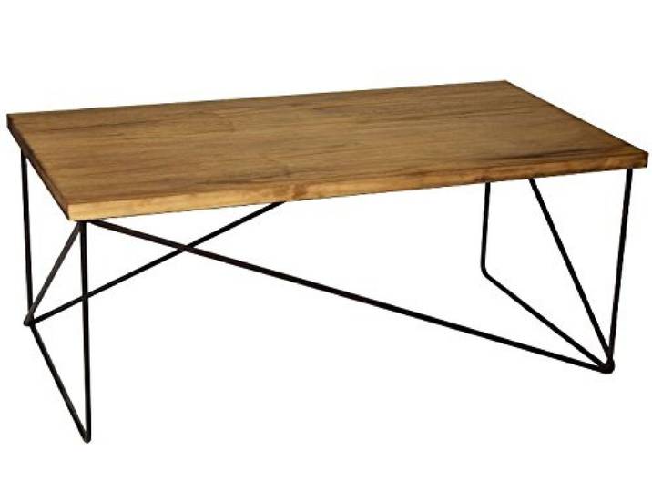 DRW Industrieller Couchtisch aus Holz und Metall, schwarz, 117 x 61 x 49 cm