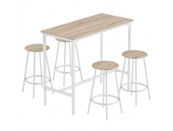 Homcom Bartisch-Set 5er Set MDF Metall Eiche, Eichefarben, Holzwerkstoff, Nachbildung,Eiche, 50x89.5x110 cm, Bar- & Weinzubehör, Barzubehör