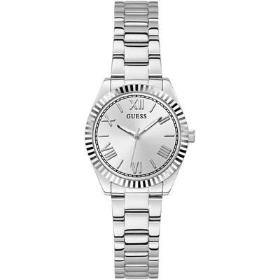 Quarzuhr GUESS "MINI LUNA", silber (silberfarben, silberfarben, silberfarben), Armbanduhren, Damen, silberfarben, Quarzuhr, Armbanduhr, Damenuhr, Edelstahlarmband