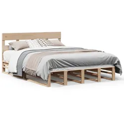 vidaXL Massivholzbett ohne Matratze 135x190 cm Kiefernholz