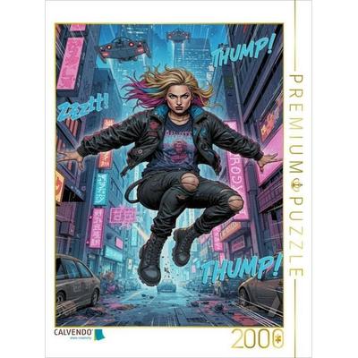 CALVENDO Puzzle Sprung über die Skyline | 2000 Teile Lege-Größe 90x67cm Foto-Puzzle für glückliche Stunden