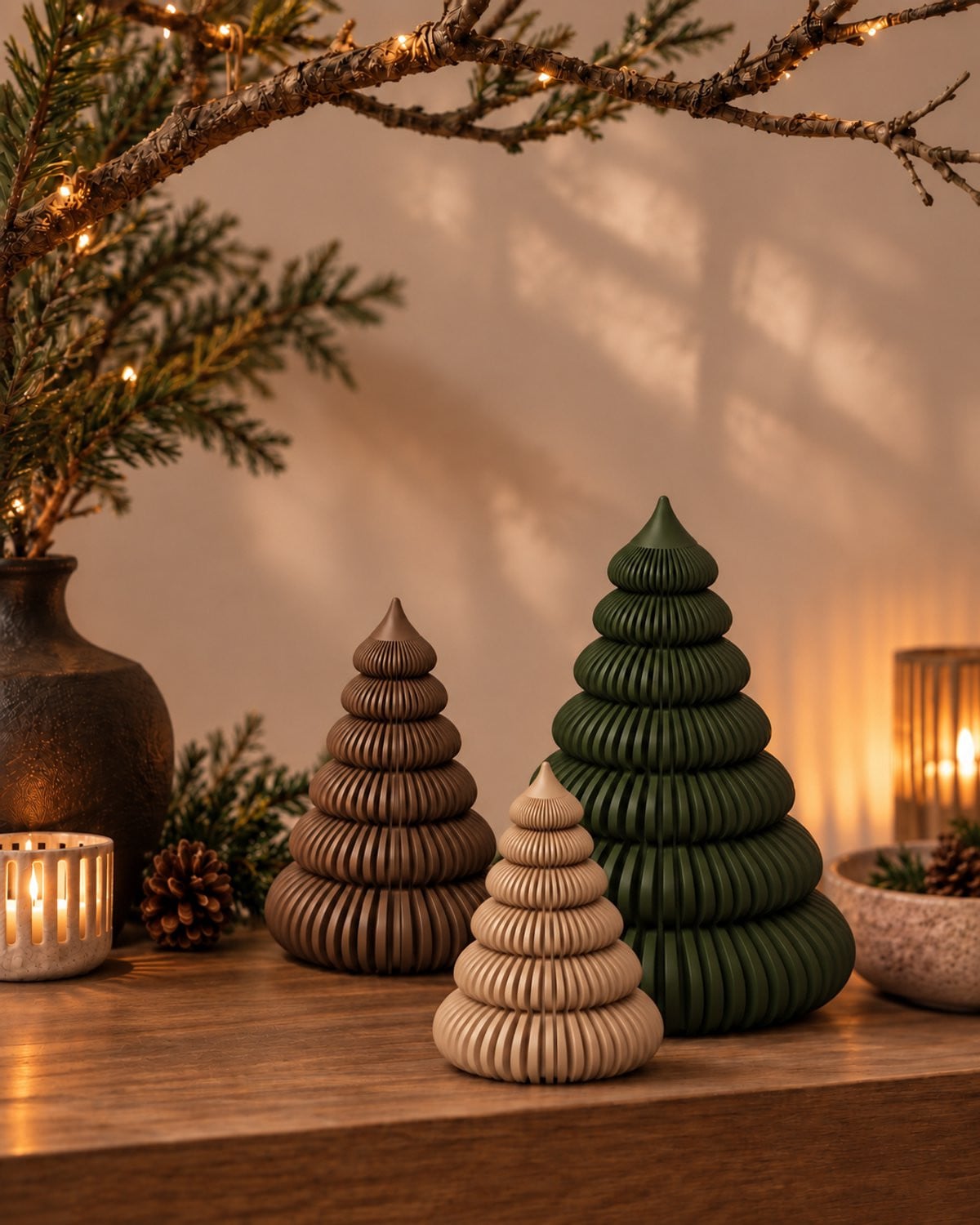 Mein 3D-Design.nl Kerstdecoratie Set van 3 Kerstbomen 3D-geprint voor op tafel