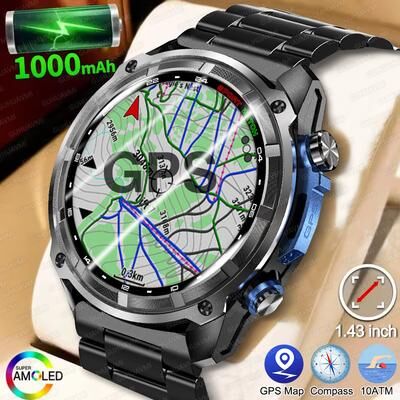 Inspire Daily Merch Pro GPS Smart Watch With Offline Maps, Waterproof & Battery blue