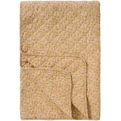 IB Laursen Quilt Blütenzauber – Beige mit gelben, grünen & himbeerfarbigen Blumen, 180 x 130 cm