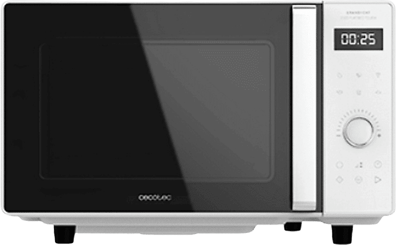 Microondas - Cecotec GrandHeat 2500 Flatbed Touch White, 800 W, 25 l, 8 Funciones, Temporizador, Blanco