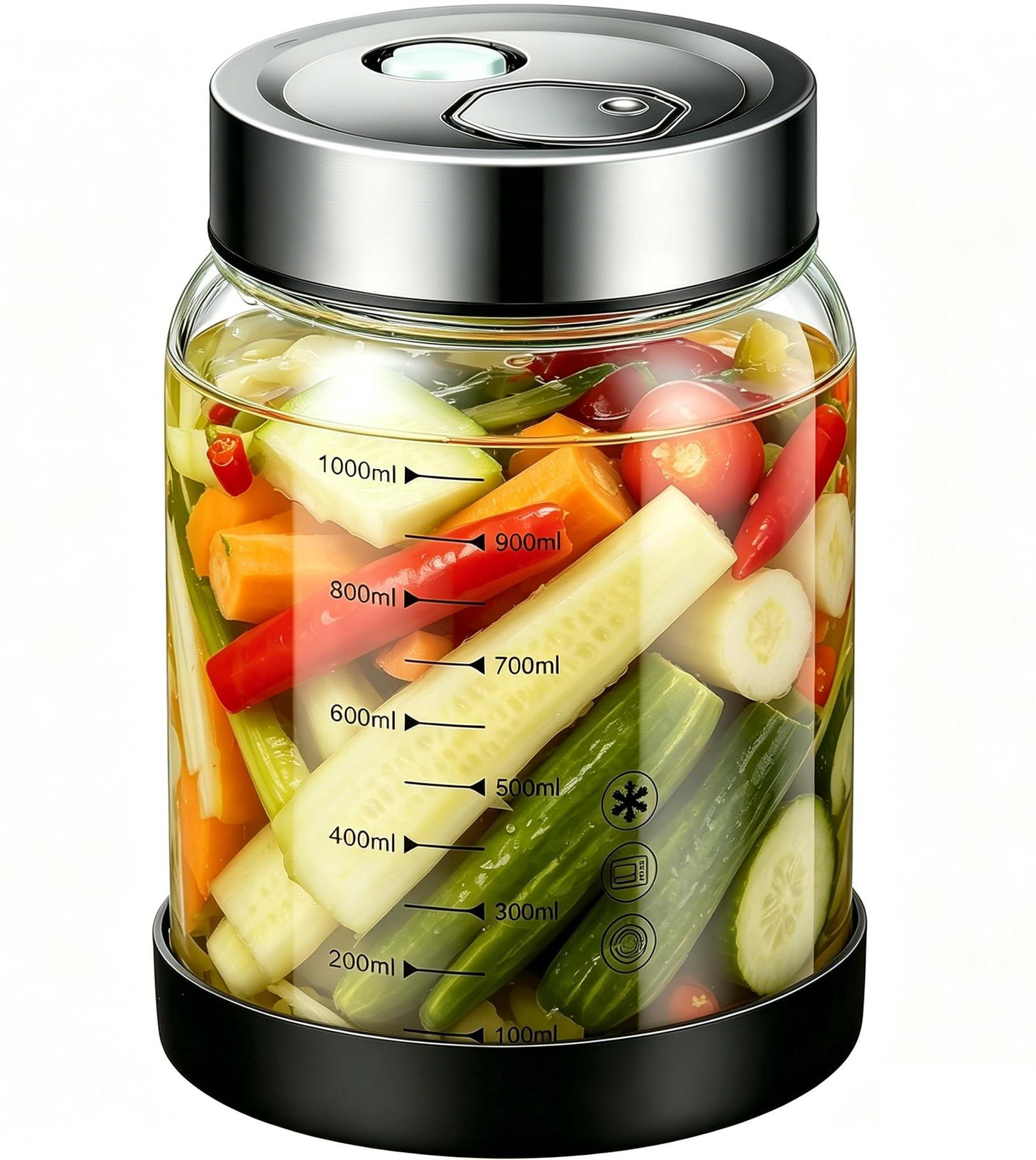 Gistingscontainer met deksel voor kimchi en zuurkool 1L