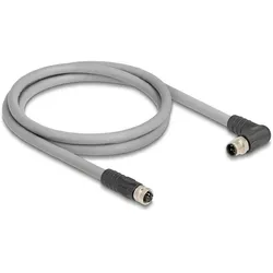 Delock M12 Kabel L-kodiert 5 Pin Stecker rechts gewinkelt zu, Elektronikkabel + Stecker, Grau