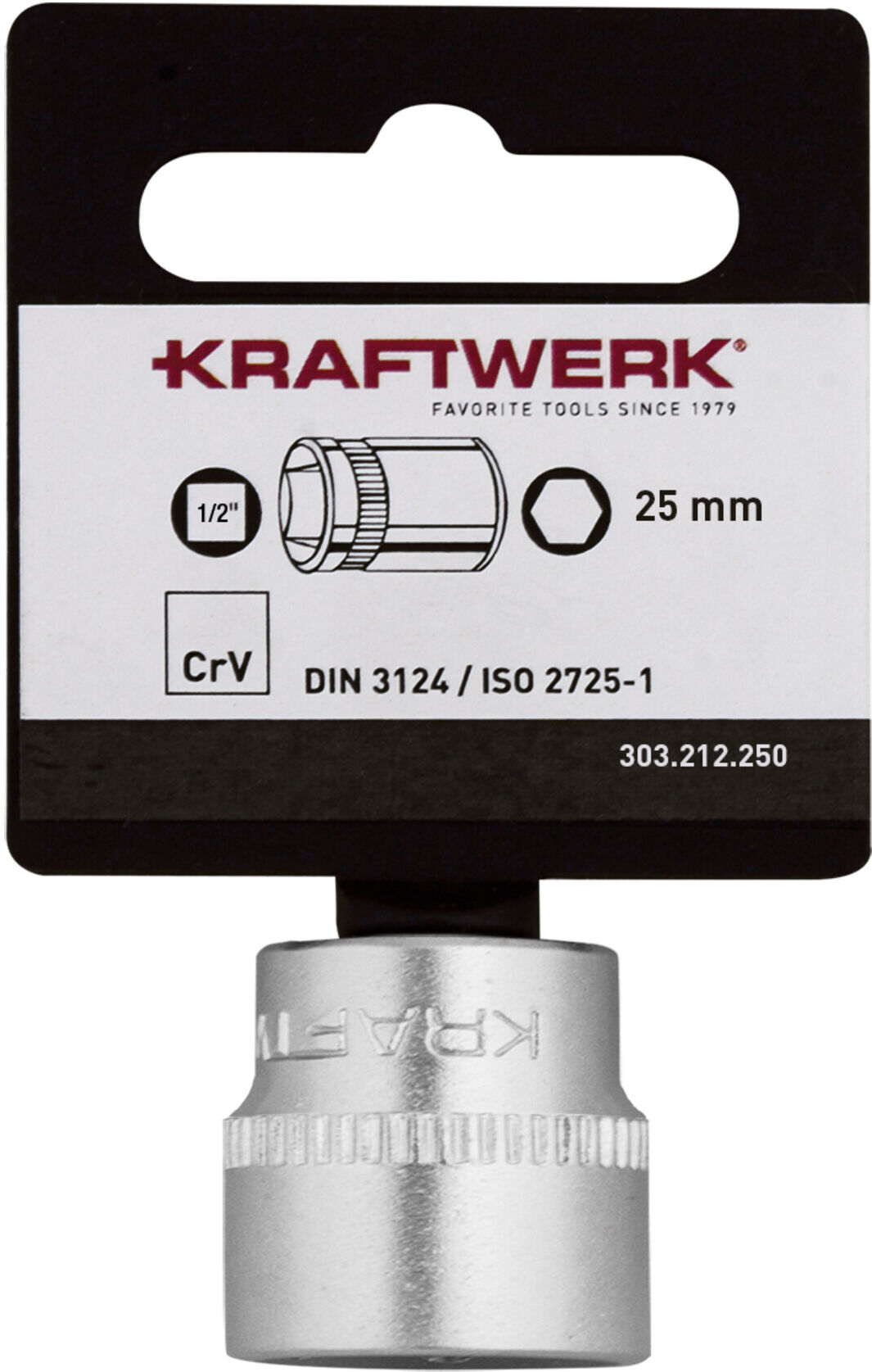 Kraftwerk BASIC LINE 1/2" Steckschlüsseleinsatz 25 mm mit Hänger (303.212.250)