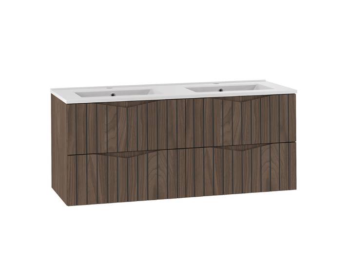 Meuble double vasque encastrée 120cm Siena bois et noir