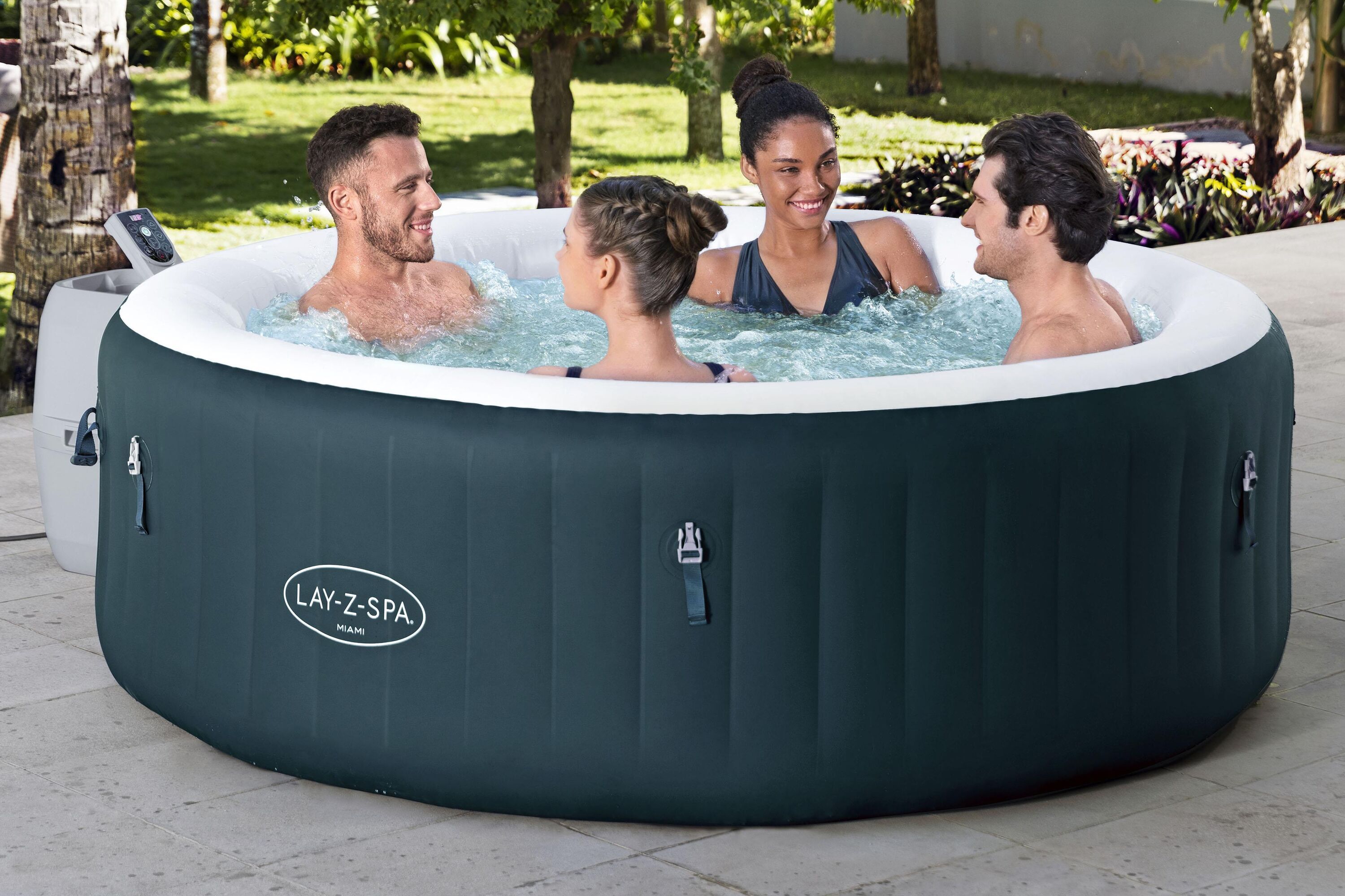 Bestway LAY-Z-SPA Energiespar-Whirlpool Miami AirJet für 6 Personen Ø 196 x 66 cm, Dunkelgrün