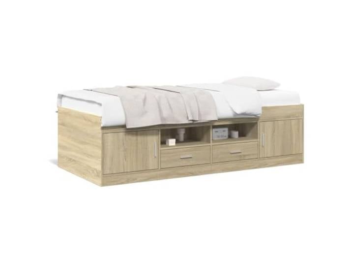 PUGYNBK Schlafsofa mit Schubladen, Holz, 75 x 190 cm Lattenrost im Lieferumfang enthalten, Sonoma-Eiche, Verwendung im Schlafzimmer oder Wohnzimmer, ohne Matratze