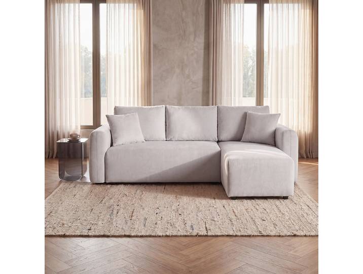 Beige 4/5-Sitzer Ecksofa-Schlafsofa