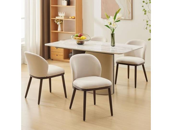 Zstar Esszimmerstühle 4er Set – ergonomische Polsterstühle mit hoher Rückenlehne, stabile Holzbeine, hoher Sitzkomfort, belastbar bis 120 kg – ideal für Küche, Esszimmer & Restaurant – Beige – Set