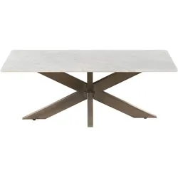 Couchtisch 120x60x45 Marmor weiß / Kreuzgestell Eisen Antik Grau BARCELONA #304
