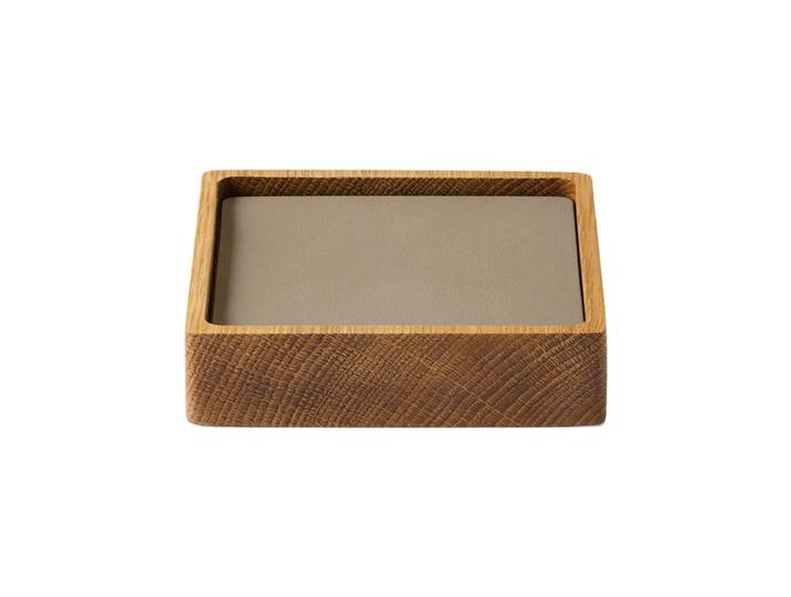 LIND DNA Set de dessous de verre Wood Box Nature-chêne, carré, S, Nupo clay brown, 9 pièces
