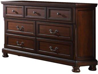 Benjara Wooden Dresser with Seven Drawers and Bun Feet, Brown