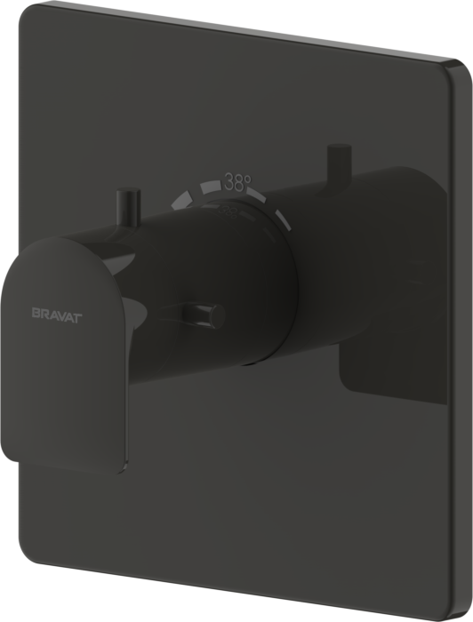 Bravat Milano Fertigset Brausethermostat 3564089 Unterputz, Thermostat, schwarz matt