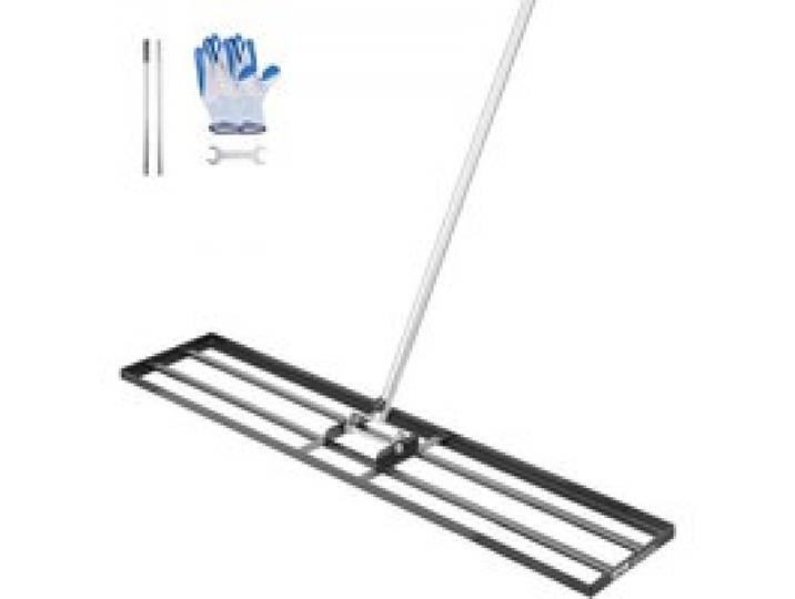 VEVOR Rasennivellierrechen, Levelingrake mit 213 cm Griff, 1219x254 mm Bodenplatte, Nivellierrechen aus Karbonstahl, 2 Höhen verstellbar, Rasennivellierungswerkzeug für den Garten & Golfplätze