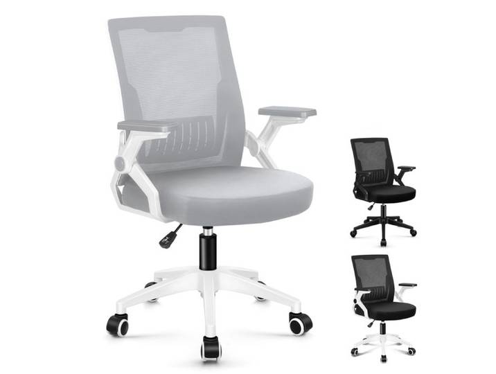 Fauteuil de bureau ALFORDSON en maille tissu racing fauteuil de direction vérin à gaz blanc et gris