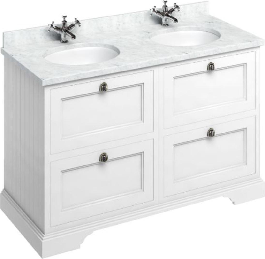 Casa Padrino Doppel Waschschrank / Waschtisch mit Marmorplatte und 4 Schubladen - Luxus Kollektion