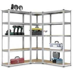Juskys 3er Metall Regalsystem   1 Eckregal & 2 Lagerregale   15 Böden aus MDF Holz   2625 kg