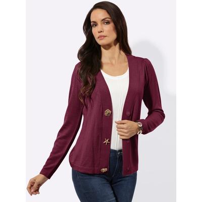 Cardigan CREATION L, Damen, Gr. 40, lila (bordeaux), 30% Viskose, 30% Wolle, 20% Polyacryl, 20% Polyamid, unifarben, Strickjacken