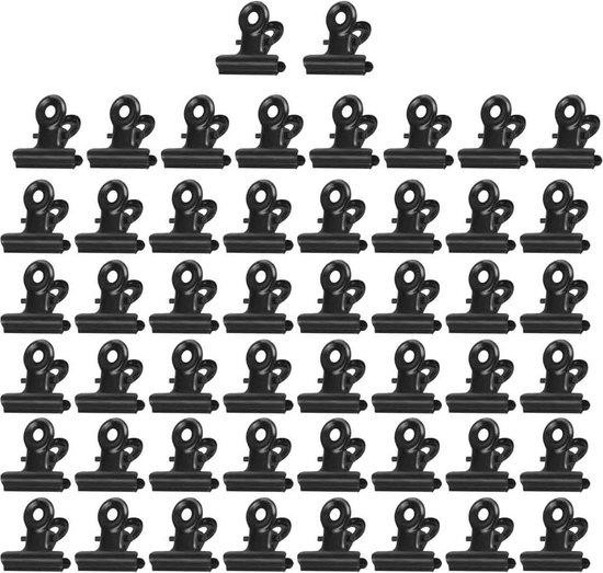 Bulldog paperclips, 50 stuks, 22 mm, zwart metaal