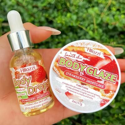 Inspired Finds Strawberry Glow Body Glaze & Oil Hydrating Body Lotion And Massage Oil For Silky, Radiant Skin donuts Set