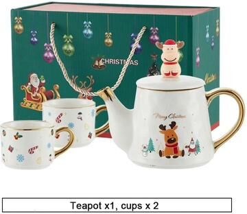 Uplift Essentials Christmas Porcelain Teaware Gift Set gold elk set a