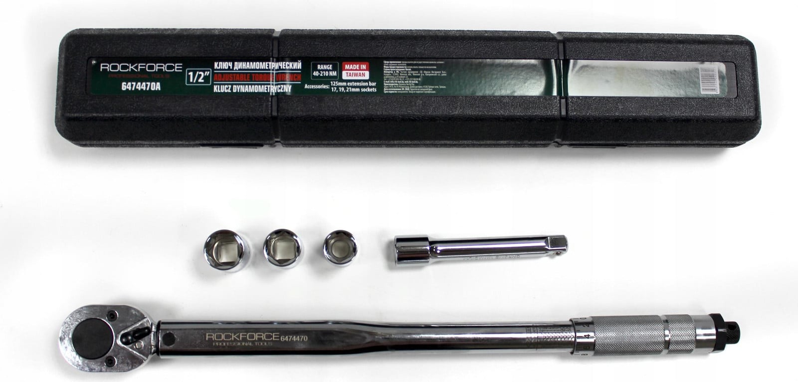 Rock FORCE Draaimomentsleutel 1/2" 40-210Nm met dopsteeksleutel