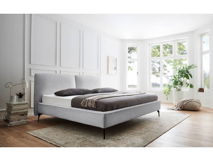 Polsterbett Infinity 200 x 200cm Webstoff Libra Silber