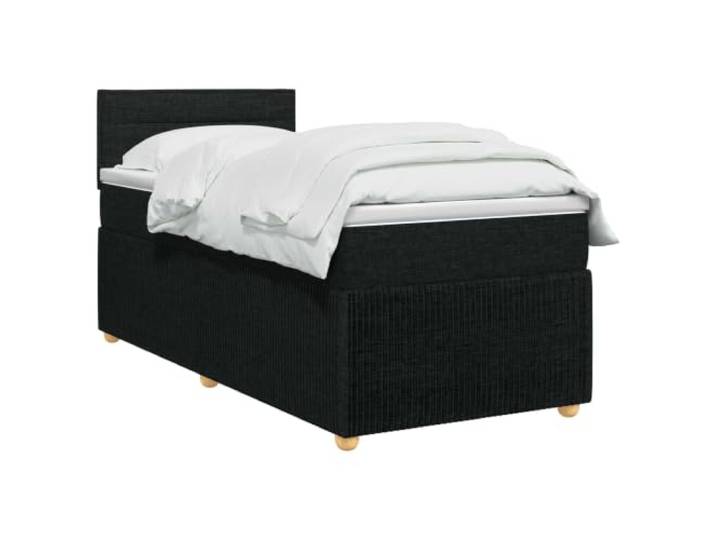 PUGYNBK Boxspringbett, 90 x 200 cm, mit verstellbarem Kopfteil, Schwarz Taschenfederkernmatratze, waschbare Bezüge, fester Lattenrahmen, Verwendung im Schlafzimmer