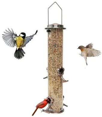 Uplifted Finds Automatic Waterproof Metal Bird Feeder With Transparent Food Dispenser Bowl Automatic Waterproof Metal Bird Feeder With Transparent Food Dispenser Bowl