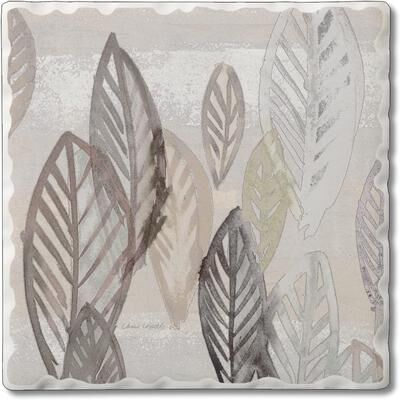 CounterArt Absorbent Stone Tumbled Tile Coasters, Modern Leaves, Set of 4