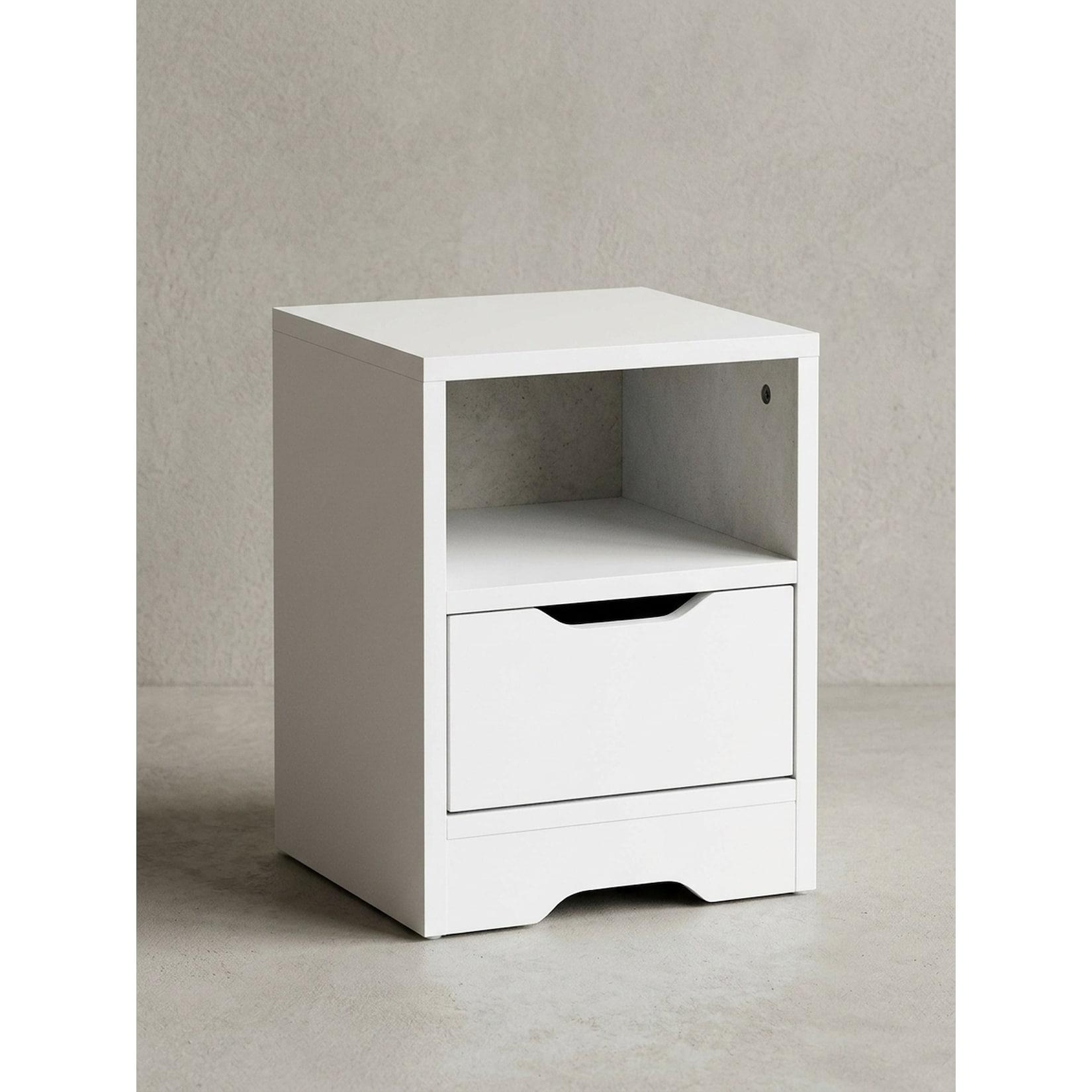 Nachttisch Schublade Ablage Modern Klein, Weiß 31x31x43 cm