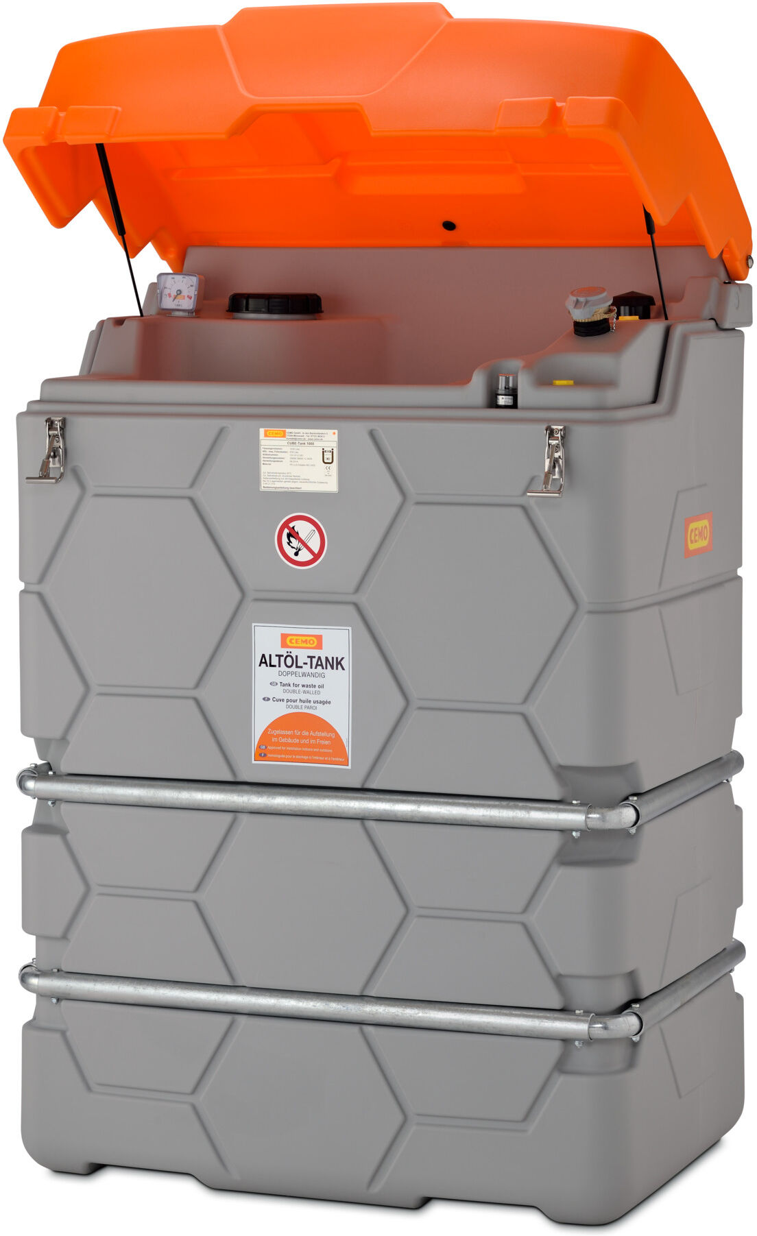 CEMO CUBE-Altöltank 2500 l Outdoor komplett montiert, mit TW-Kupplung (10482)