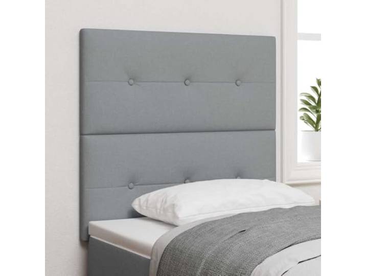 Höhenverstellbares Kopfteil aus Kunstleder in hellgrau, 90 cm, modernes Design mit Schaumstofffüllung und robuster Massivholzkonstruktion