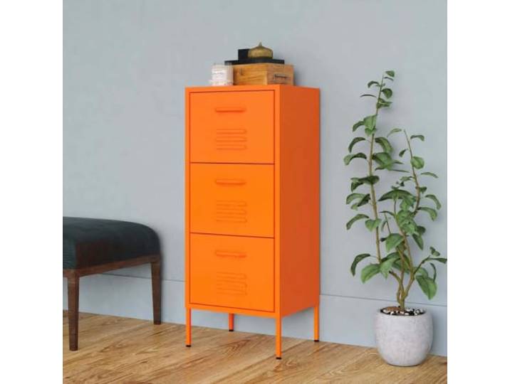 HPUYRFG Lagerschrank Orange 42,5x35x101,5 cm Stahl mit Schubladen Stahlkonstruktion, vollausziehbare Schubladen, Kugellager-Schienen, Nivellierer, kompakte Stellfläche